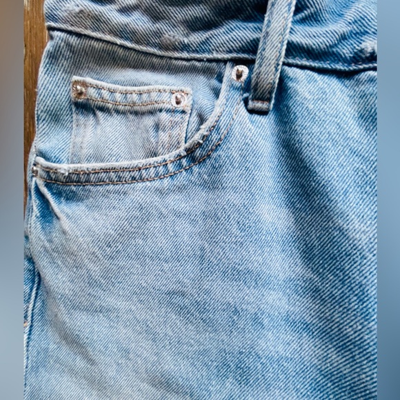 Pull&Bear raw hem wide leg Blue Denim Jeans women’s size 6 - Picture 6 of 8